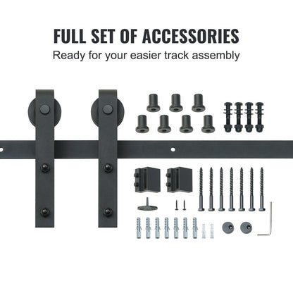 10ft Sliding Barn Door Track Kit, 1.4-1.6m Door Width, 150kg Capacity, J Hanger