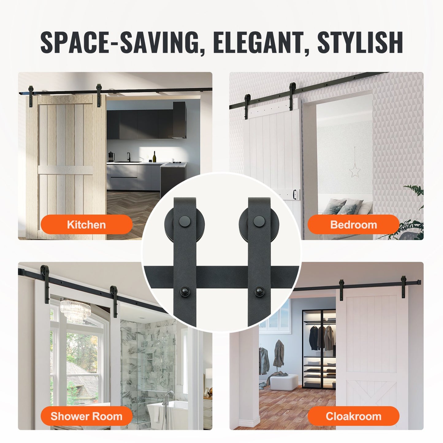 VEVOR 10FT Sliding Barn Door Hardware Closet Track Kit for Single Door J Hanger