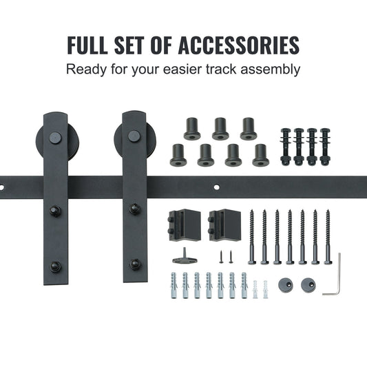 10ft Sliding Barn Door Kit for Single Door, 150kg Capacity, Smooth & Quiet