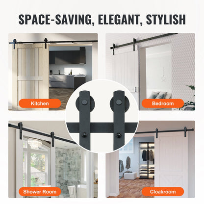 10ft Sliding Barn Door Kit for Single Door, 150kg Capacity, Smooth & Quiet