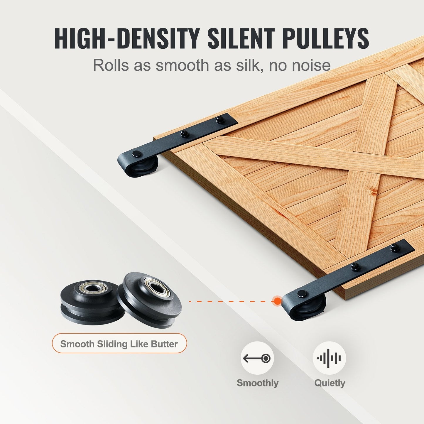 8FT Sliding Barn Door Track Kit for Single Door with J Hanger, Carbon Steel