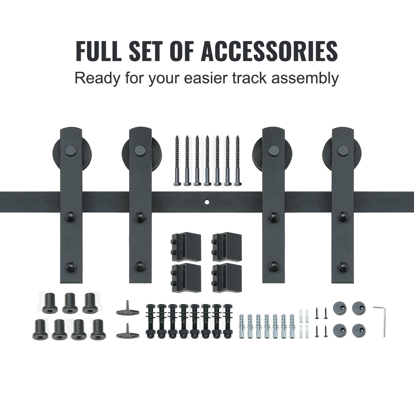 3m Sliding Barn Door Track Kit for Double Doors, 150kg Capacity, Easy Install