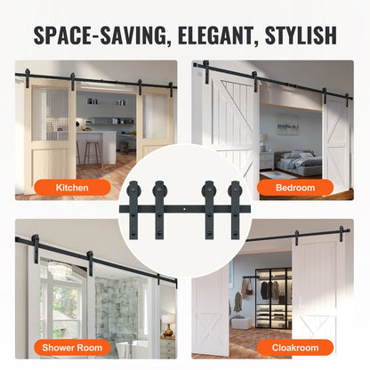 3m Sliding Barn Door Track Kit for Double Doors, 150kg Capacity, Easy Install
