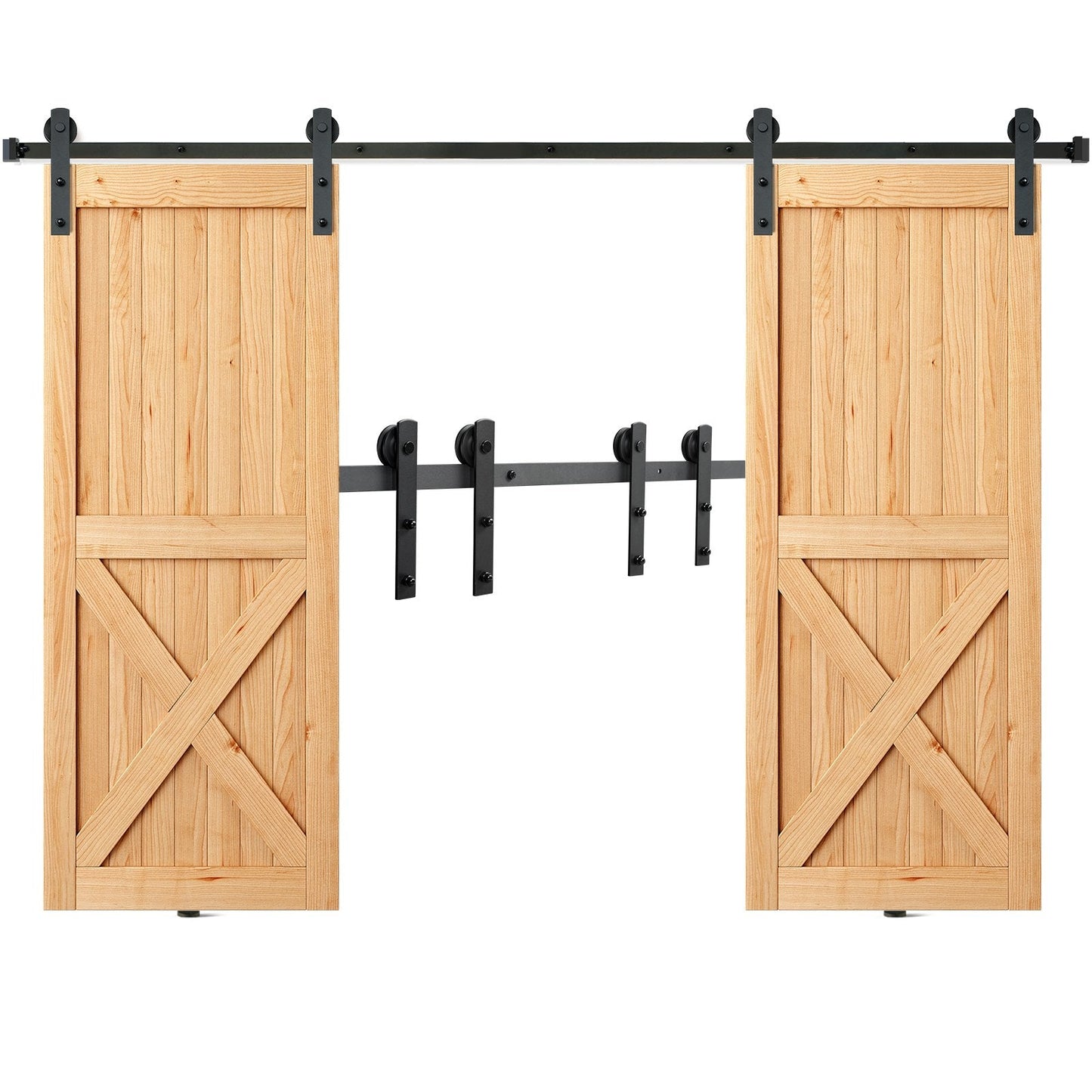 3m Sliding Barn Door Track Kit for Double Doors, 150kg Capacity, Easy Install