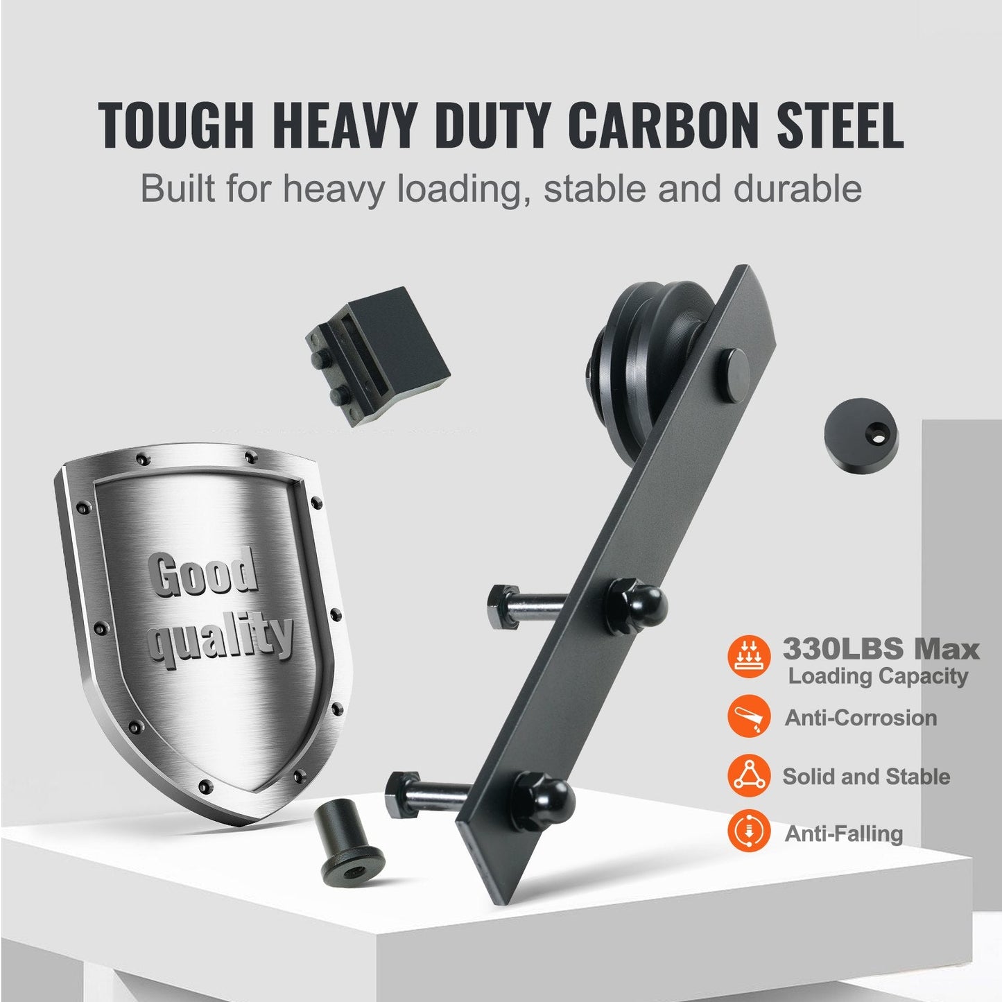 8FT Sliding Barn Door Track Kit, 150kg Capacity, 2.44m Rail, Smooth & Quiet