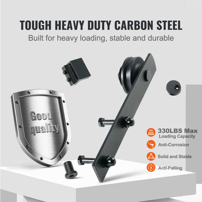 8FT Sliding Barn Door Track Kit, 150kg Capacity, 2.44m Rail, Smooth & Quiet