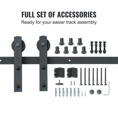 8FT Sliding Barn Door Track Kit, 150kg Capacity, 2.44m Rail, Smooth & Quiet