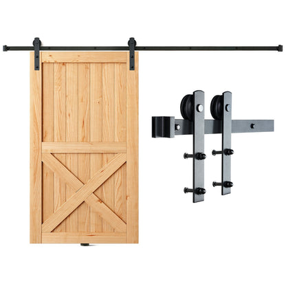 8FT Sliding Barn Door Track Kit, 150kg Capacity, 2.44m Rail, Smooth & Quiet