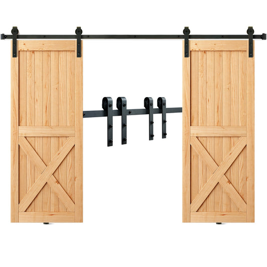 VEVOR 8FT Sliding Barn Door Hardware Closet Track Kit for Double Doors J Hanger