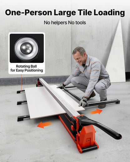 1600 mm Manual Tile Cutter, Upgraded Rail and Sliding Head, Precision Alignment Guide, Tungsten Carbide Cutting Wheel, Support Legs with Swivel Wheels, for DIY Pros, Ceramic, Floor & Wall Tiles
