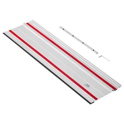 Track Saw Guide Rail, 1397 mm Cutting Range, Kit Includes 2 x 698.5 mm Aluminum Extruded Guide Rails and 1 Connector, Compatible with Makita, Festool & WEN Track Saws, for Woodworking Projects