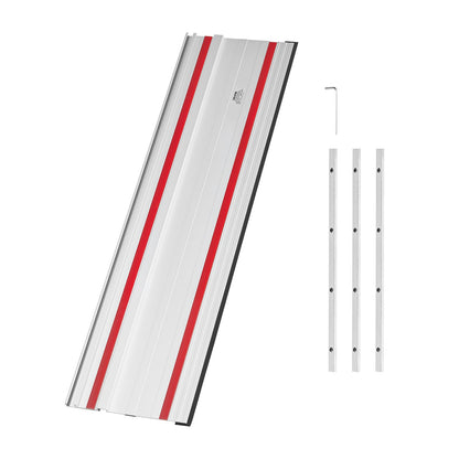 Track Saw Guide Rail, 2794 mm Cutting Range, Kit Includes 4 x 698.5 mm Aluminum Extruded Guide Rails and 3 Connectors, Compatible with Makita, Festool & WEN Track Saws, for Woodworking Projects