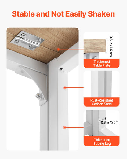 Folding Desk, 80 cm Small Foldable Table for Compact Spaces, Space Saving Computer Table, Sturdy Particleboard with Storage Hooks, Writing Workstation for Home Office, Easy Assembly, Oak