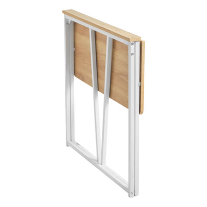 Folding Desk, 80 cm Small Foldable Table for Compact Spaces, Space Saving Computer Table, Sturdy Particleboard with Storage Hooks, Writing Workstation for Home Office, Easy Assembly, Oak