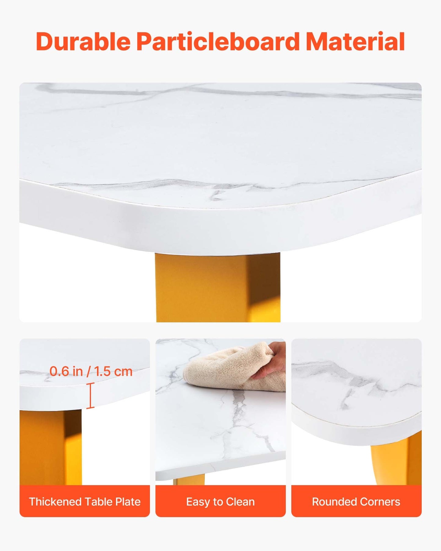 Executive Desk, 160 cm W x 80 cm D Large Office Desk, Modern Computer Table Conference Meeting Room Table, Business Furniture Enlarged Desktop for Home Office, White and Gold