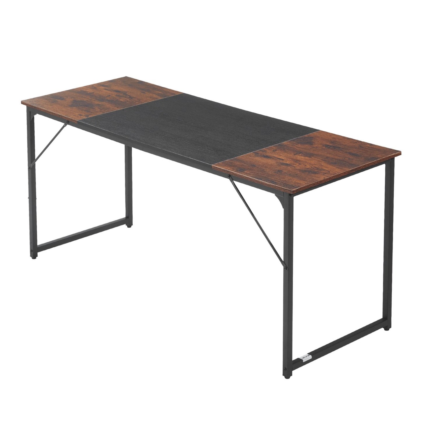 Computer Desk, 160 cm Office Gaming Desk for Home Office, Writing Study Work Modern Simple Table with Metal Frame for Large Legroom, Rustic Brown and Black