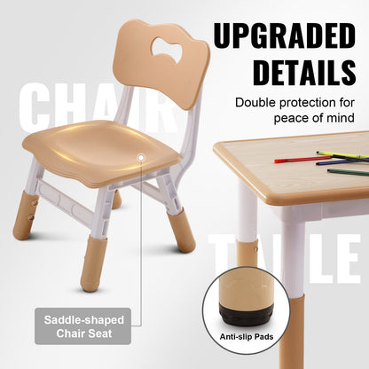 VEVOR Kids Table and 4 Chairs Set, Height Adjustable Toddler Table and Chair Set,