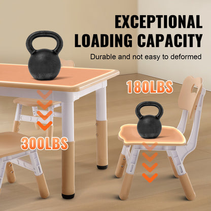 VEVOR Kids Table and 4 Chairs Set, Height Adjustable Toddler Table and Chair Set,