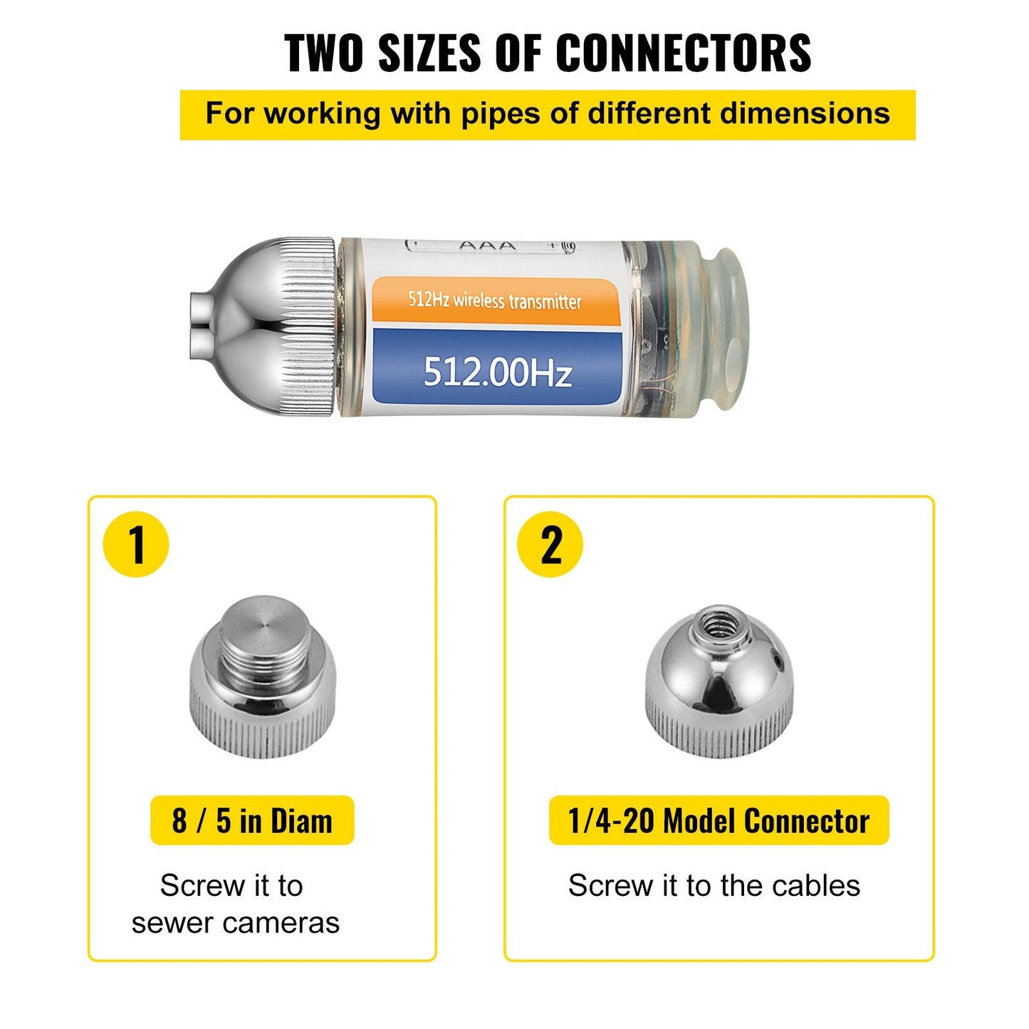 Sonde Locator 512Hz Frequency, Rigid Drain Detector with 0.2m and 0.36m Connectors