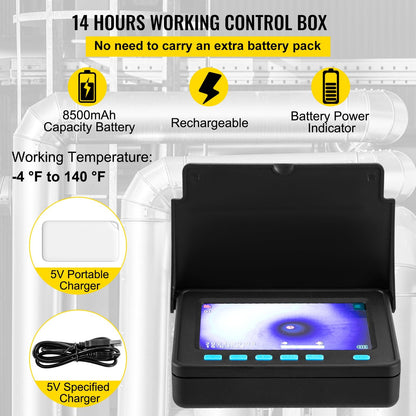 Industrial Pipeline Inspection Camera with DVR, 50m Cable & 4.3" Screen