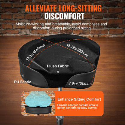 VEVOR Saddle Drum Throne, 560-705 mm Height Adjustable, Padded Drum Stool Seat with