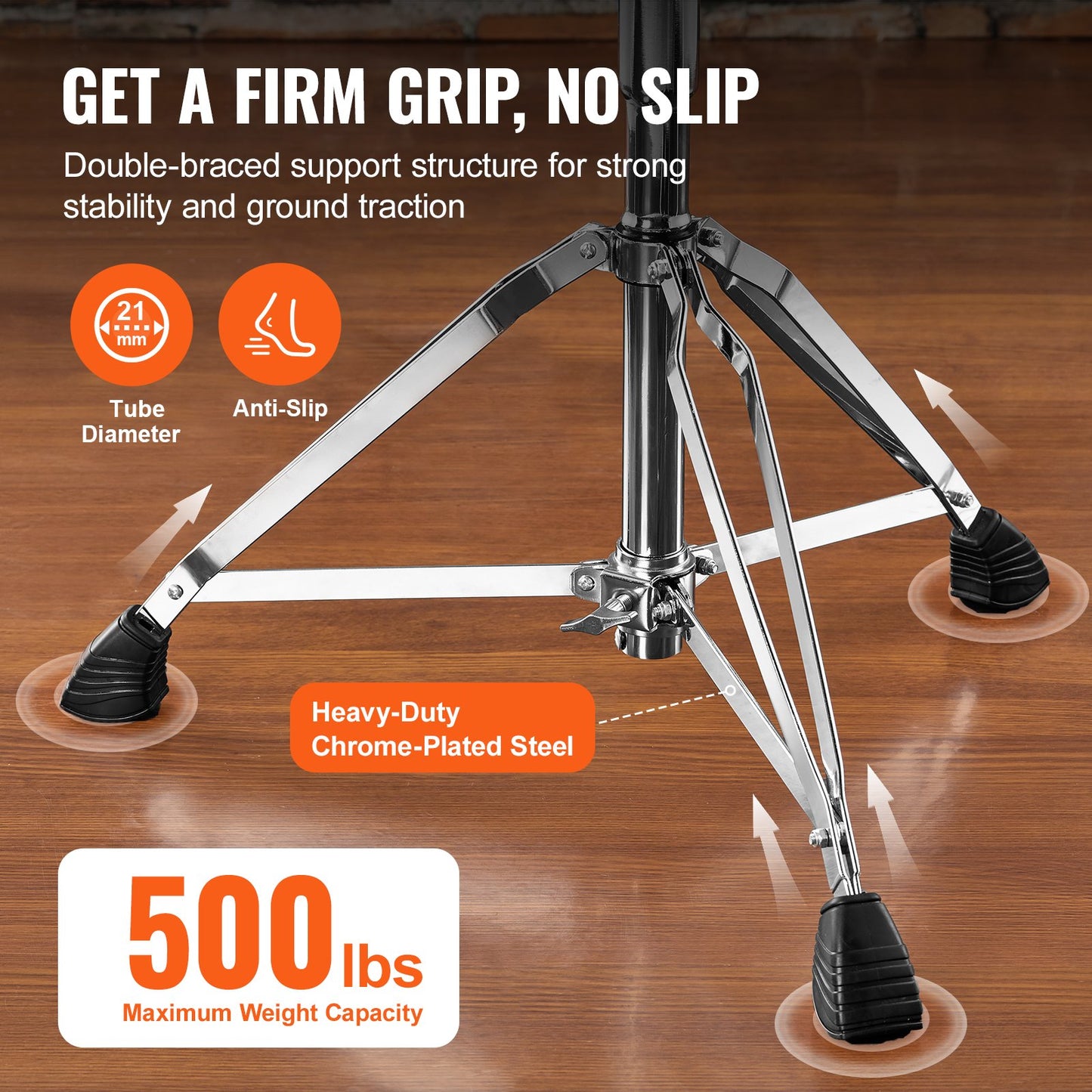 VEVOR Drum Throne, 540-670 mm Height Adjustable, Padded Drum Stool Seat with Anti-Slip