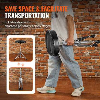 Adjustable Drum Throne with Padded Seat, Swivel Design, 227 kg Capacity