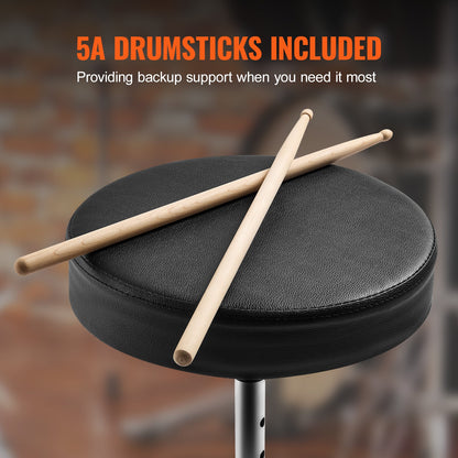 VEVOR Drum Throne, 490-585 mm Height Adjustable, Padded Drum Stool Seat with Anti-Slip