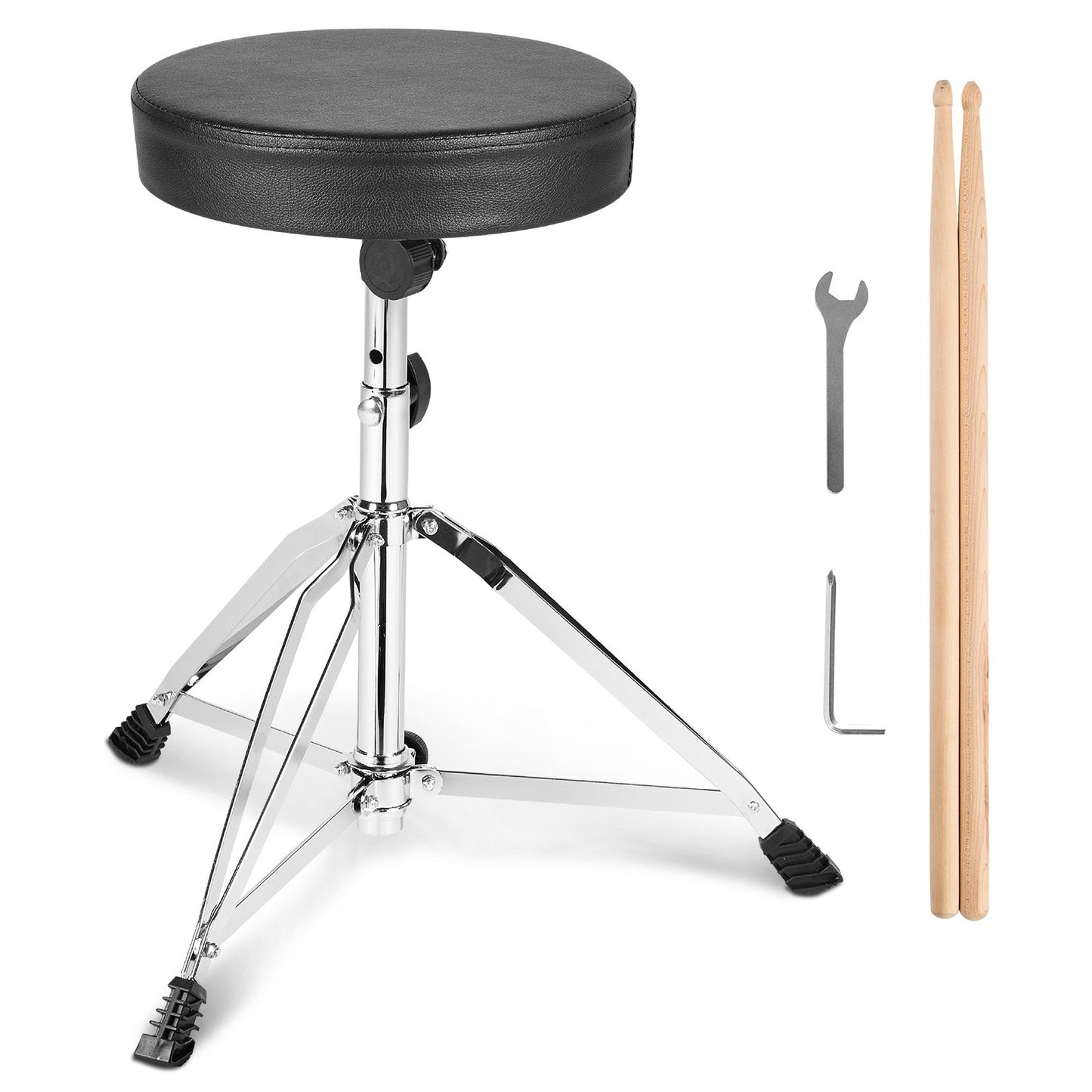 VEVOR Drum Throne, 490-585 mm Height Adjustable, Padded Drum Stool Seat with Anti-Slip