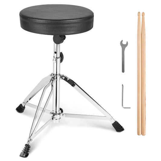 VEVOR Drum Throne, 490-585 mm Height Adjustable, Padded Drum Stool Seat with Anti-Slip