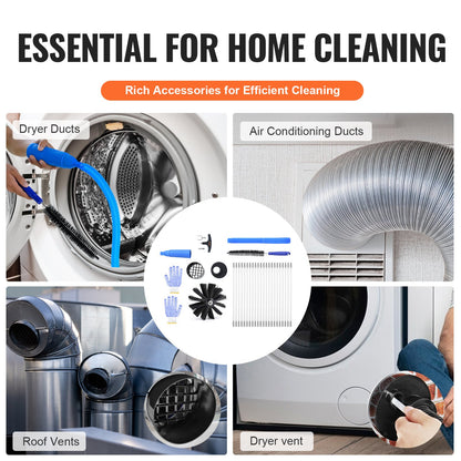 VEVOR 914.4CM Dryer Vent Cleaner Kit, 22 Pieces Duct Cleaning Brush, Reinforced