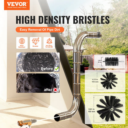 VEVOR 22 Pieces 9.1M Dryer Vent Cleaner Kit, Include 3 Different Sizes Flexible