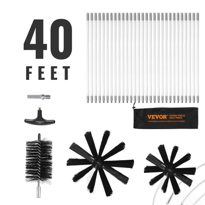 29-Piece 12.2M Dryer Vent Cleaner Kit with Flexible Nylon Brushes