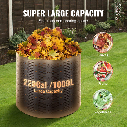 VEVOR Compost Bin 1000 L, Outdoor Expandable Composter, Easy to Setup & Large Capacity