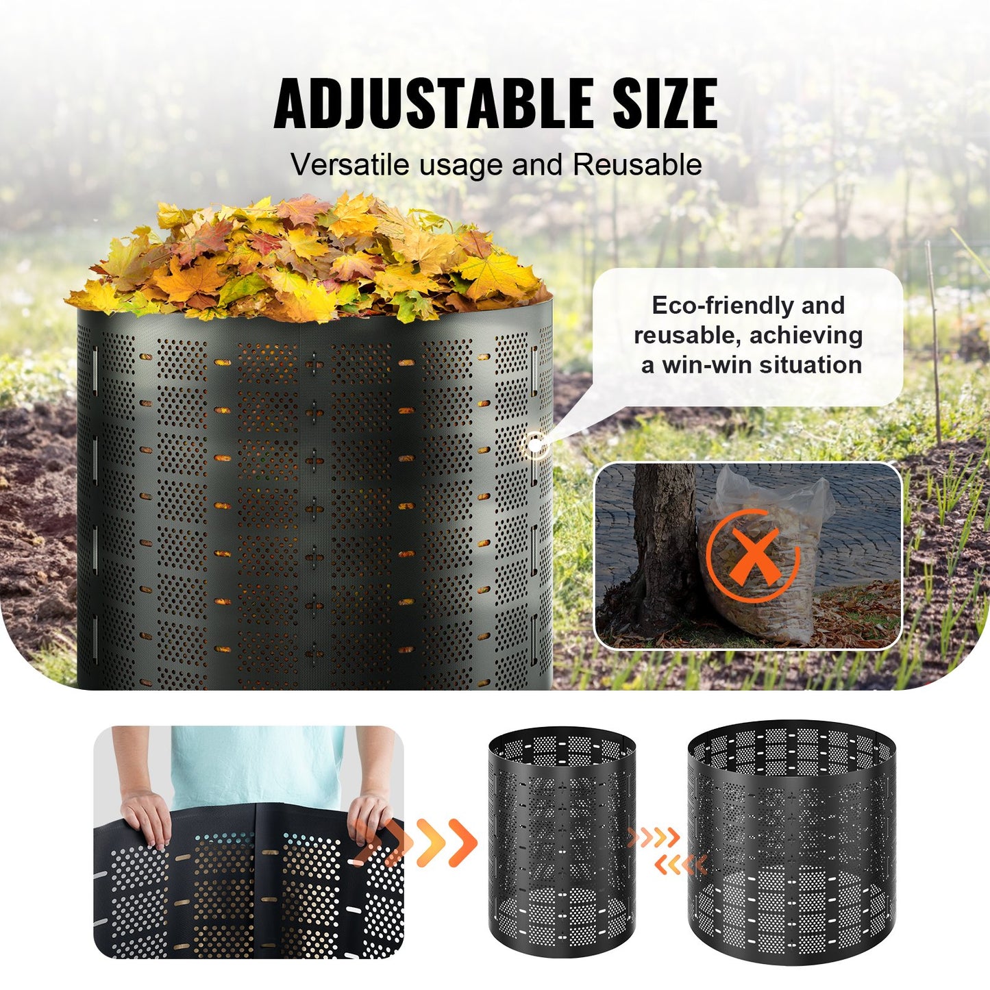VEVOR Compost Bin 1000 L, Outdoor Expandable Composter, Easy to Setup & Large Capacity