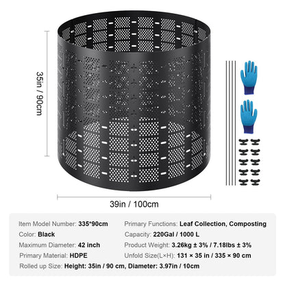 Outdoor 1000L Expandable Compost Bin, Easy Setup & Eco-Friendly Design