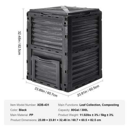 VEVOR Garden Compost Bin 300 L, BPA Free Composter, Large Capacity Outdoor Composting