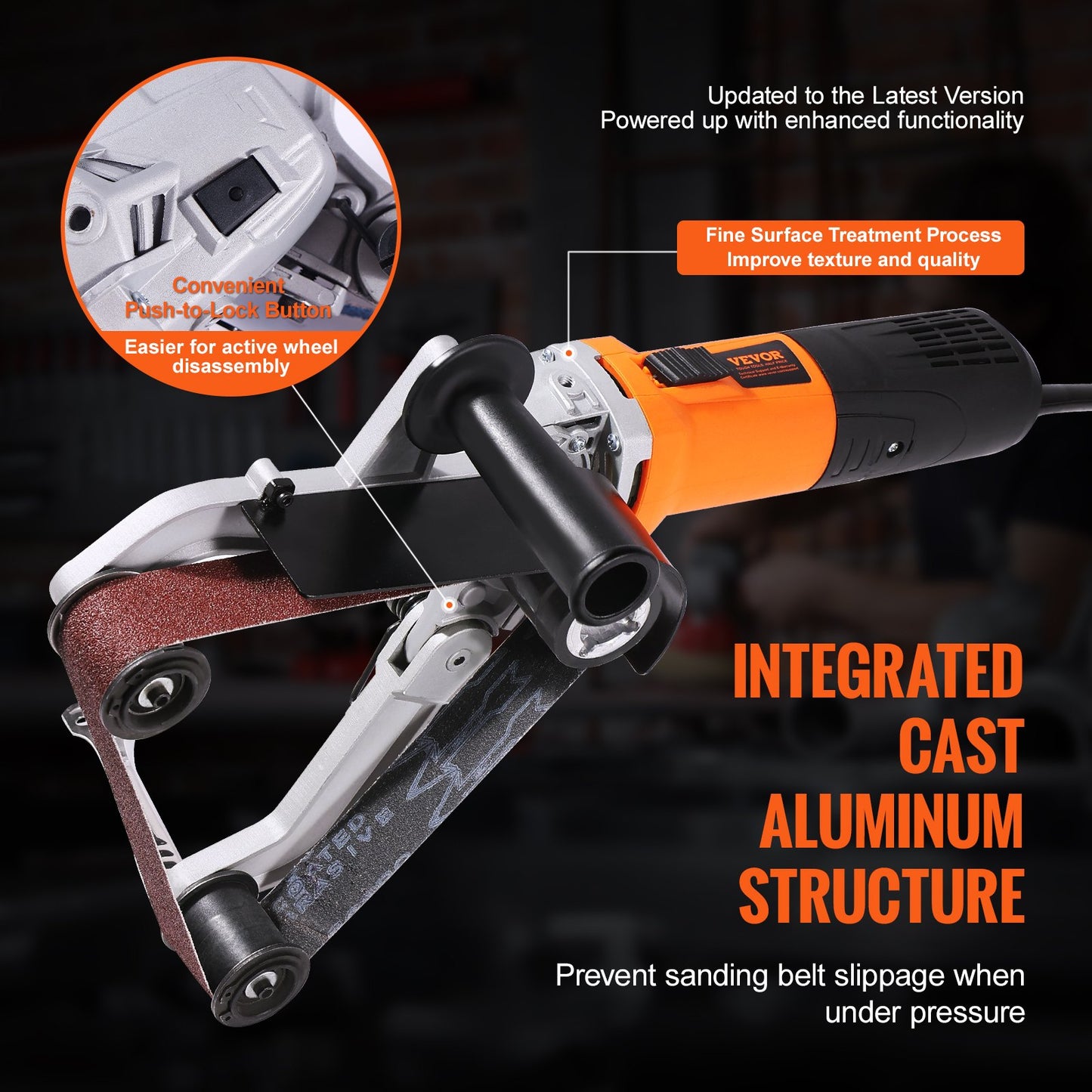 VEVOR Pipe Tube Polisher Sander, 1300W Pipe Belt Sander with 6 Variable Speeds 1100-3200rpm,