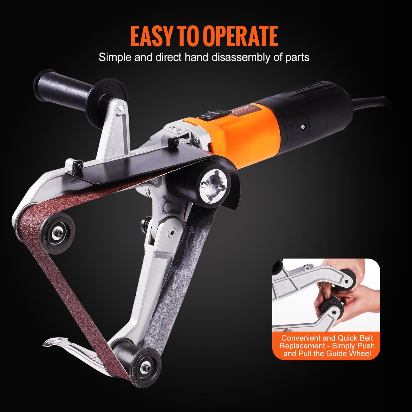 VEVOR Pipe Tube Polisher Sander, 1300W Pipe Belt Sander with 6 Variable Speeds 1100-3200rpm,