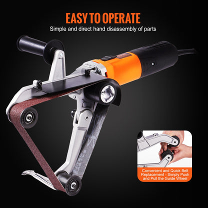 VEVOR Pipe Tube Polisher Sander, 1300W Pipe Belt Sander with 6 Variable Speeds 1100-3200rpm,