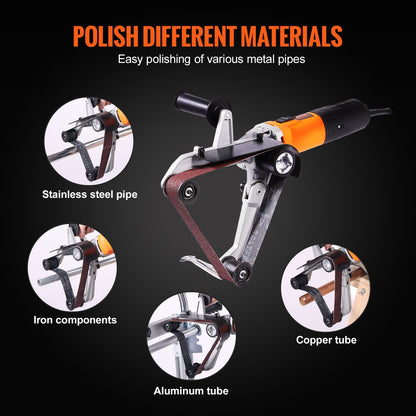 VEVOR Pipe Tube Polisher Sander, 1300W Pipe Belt Sander with 6 Variable Speeds 1100-3200rpm,