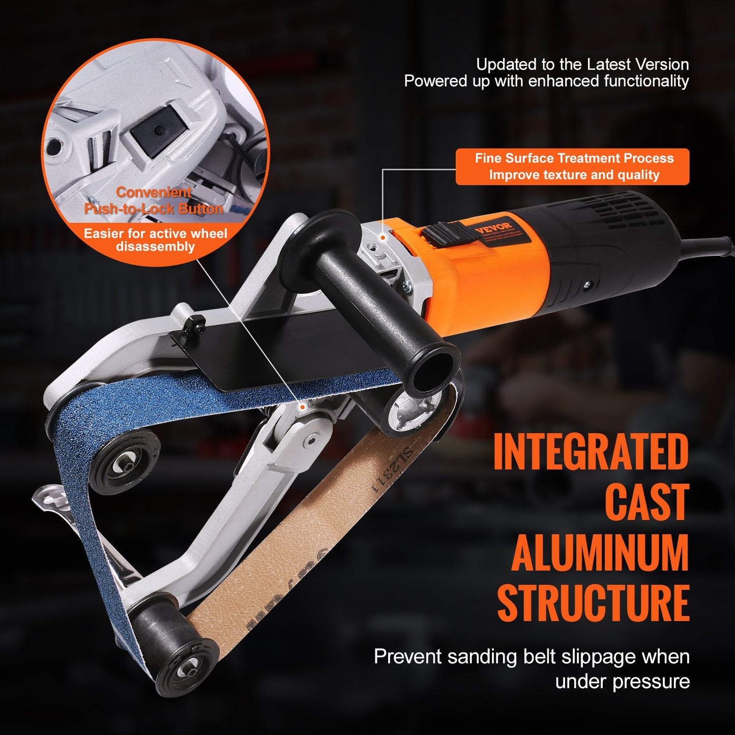 VEVOR Pipe Tube Polisher Sander, 1300W Pipe Belt Sander with 6 Variable Speeds 1100-3200rpm,