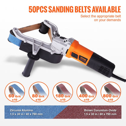 1300W Tube Polisher with 6 Speeds, Includes 50 Sanding Belts, 5.3 kg Weight