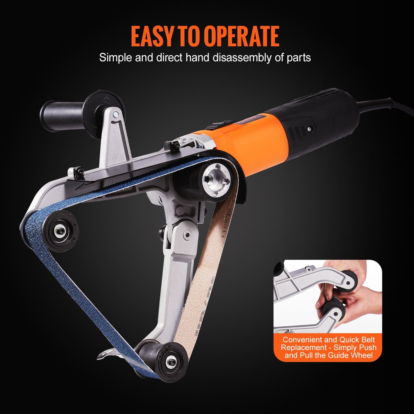 VEVOR Pipe Tube Polisher Sander, 1300W Pipe Belt Sander with 6 Variable Speeds 1100-3200rpm,