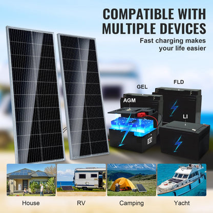 VEVOR 200W Monocrystalline Solar Panel Kit 2PCS Solar Panels & Charge Controller