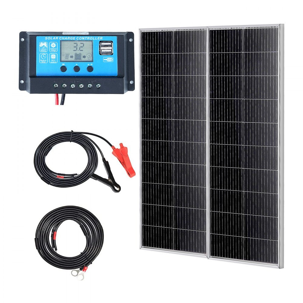 VEVOR 200W Monocrystalline Solar Panel Kit 2PCS Solar Panels & Charge Controller