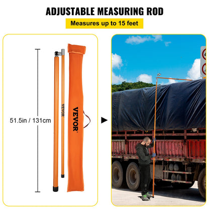 Fiberglass Truck Height Measuring Stick with Adjustable Pole, 4.6-15 Meters