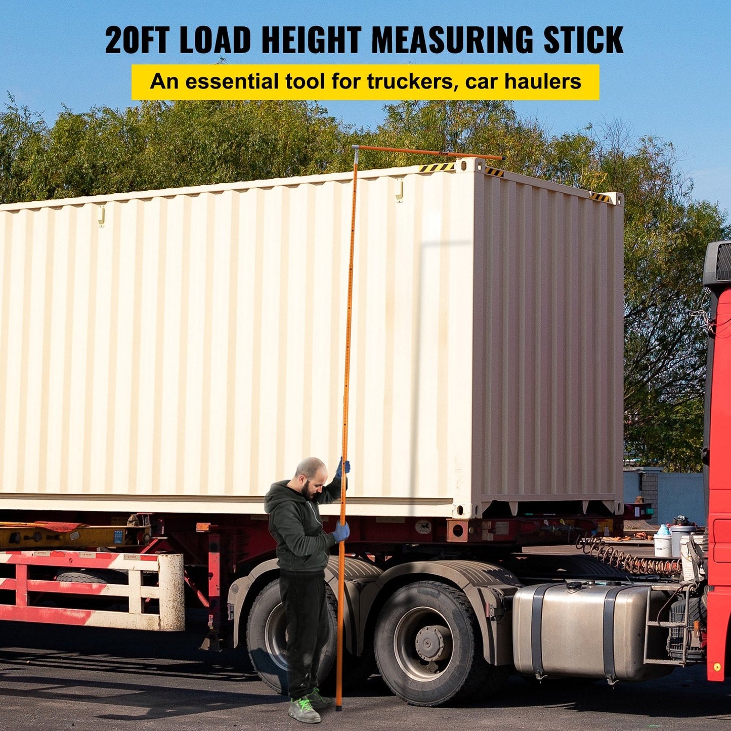 Sturdy 6m Load Height Measuring Stick for Trucks, Easy to Read & Store