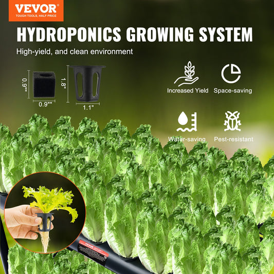 VEVOR Hydroponics Growing System, 72 Sites 2 Layers, Dark Grey PVC Pipes Hydroponic