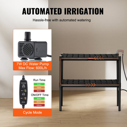 VEVOR Hydroponics Growing System, 72 Sites 2 Layers, Dark Grey PVC Pipes Hydroponic